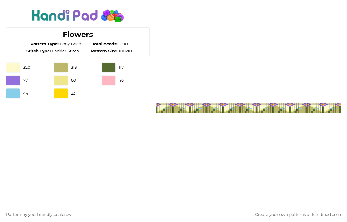 Flowers - Pony Bead Pattern by yourfriendlylocalcrow on Kandi Pad - beige,yellow,cotdcottagecore,cottagecore,flowers,flower,whimsical