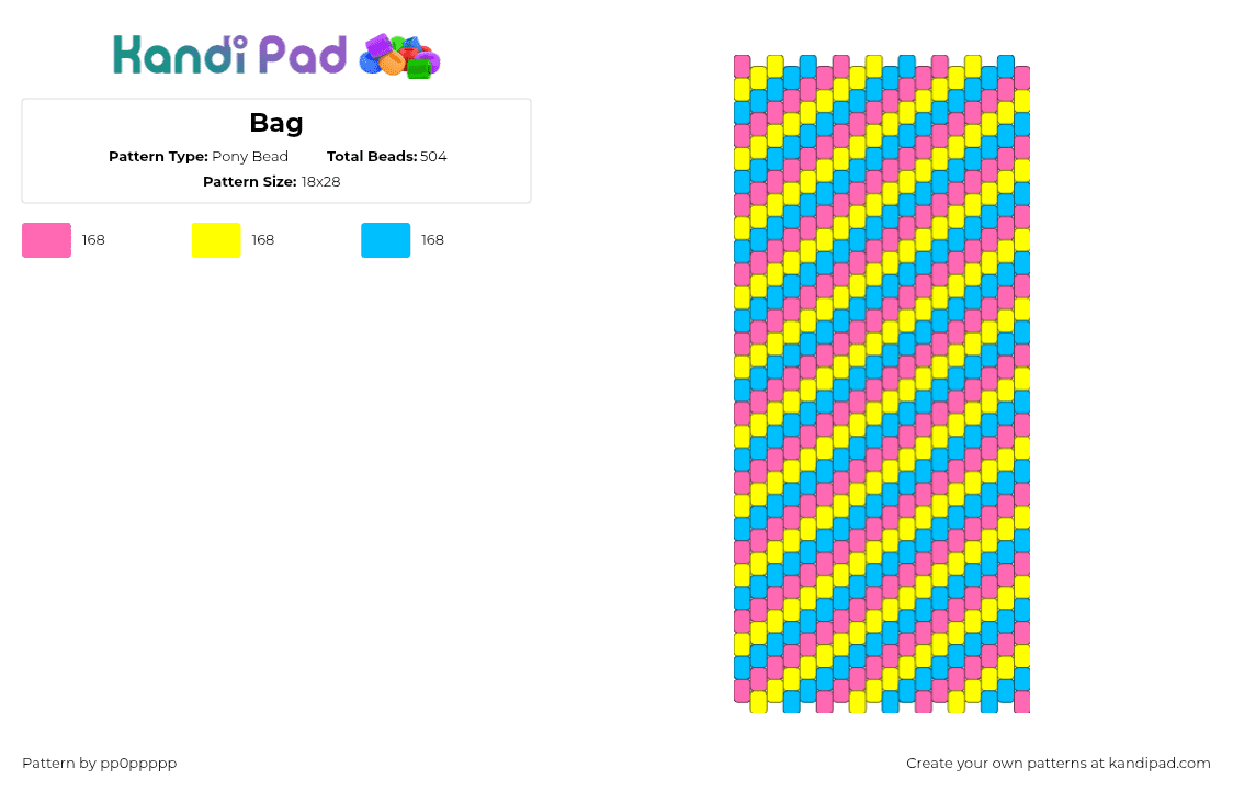 Bag - Pony Bead Pattern by pp0ppppp on Kandi Pad - pansexual,pride,diagonal,stripes,bag,panel,pink,yellow,light blue