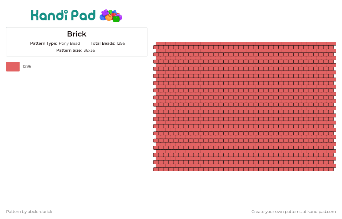 Brick - Pony Bead Pattern by abclorebrick on Kandi Pad - panel