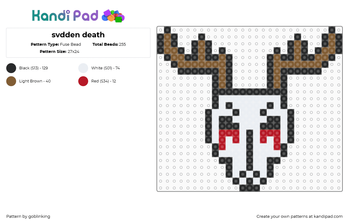 svdden death - Fuse Bead Pattern by goblinking on Kandi Pad - white,tan
