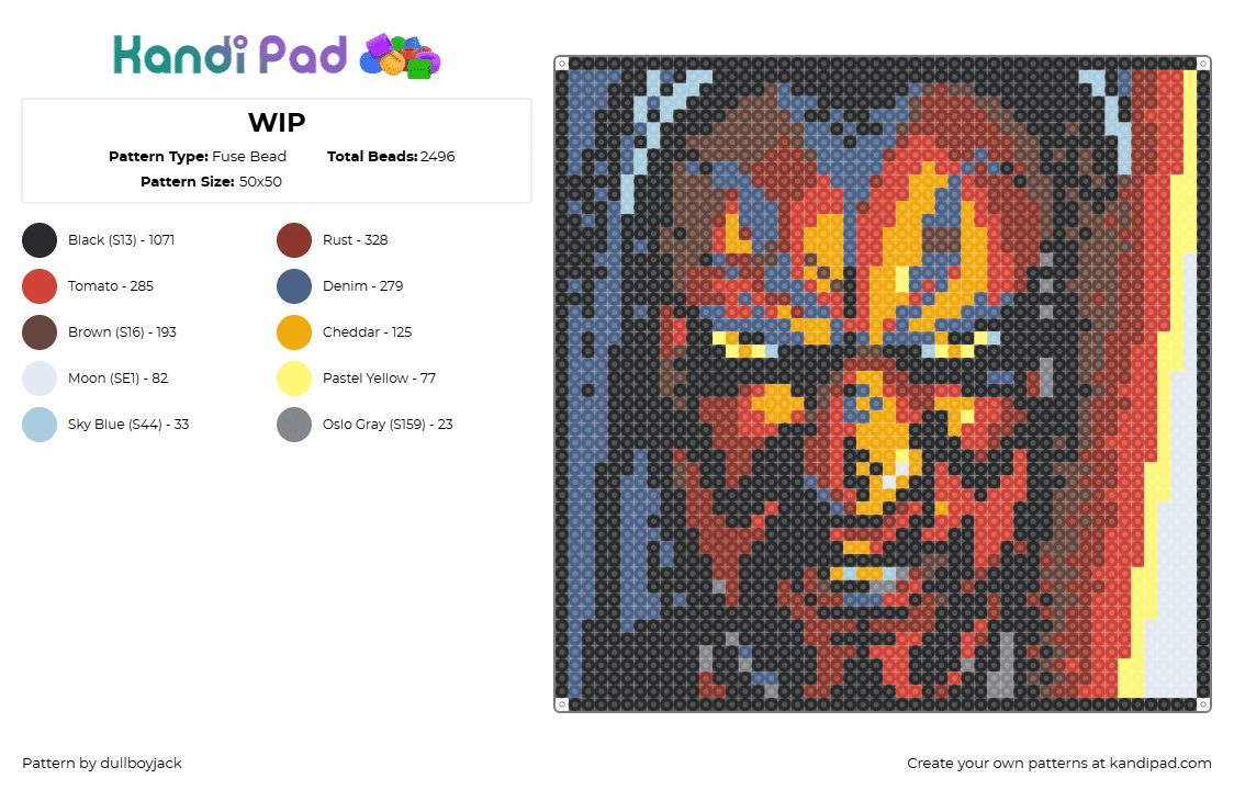 Darth Maul Close-up - Fuse Bead Pattern by dullboyjack on Kandi Pad - 