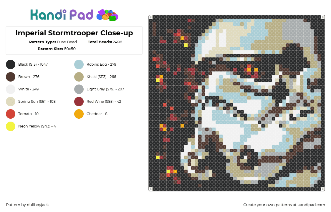 Imperial Stormtrooper Close-up - Fuse Bead Pattern by dullboyjack on Kandi Pad - 