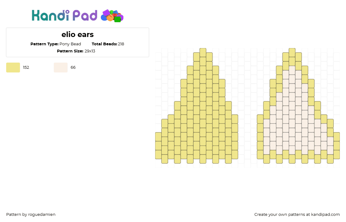 elio ears - Pony Bead Pattern by roguedamien on Kandi Pad - ears,elio,simple,yellow