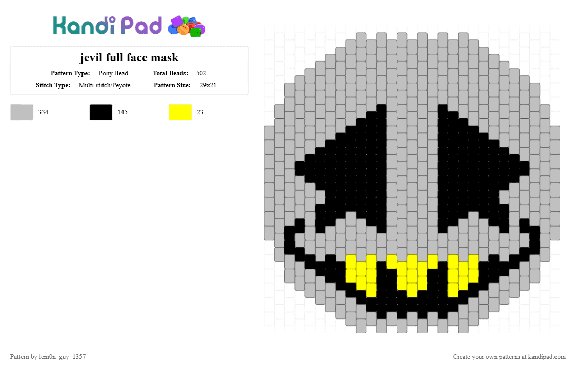 jevil full face mask - Pony Bead Pattern by lem0n_guy_1357 on Kandi Pad - beige, deltarune, game, gaming, mask, video game