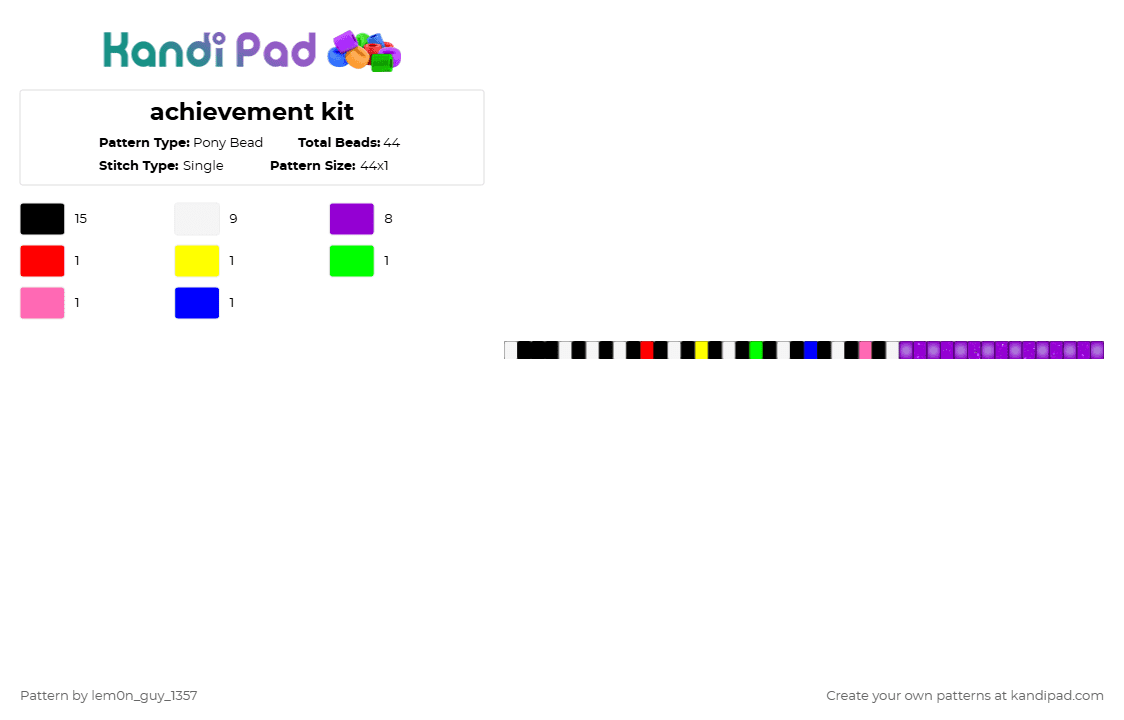 achievement kit - Pony Bead Pattern by lem0n_guy_1357 on Kandi Pad - purple,aquasine,music