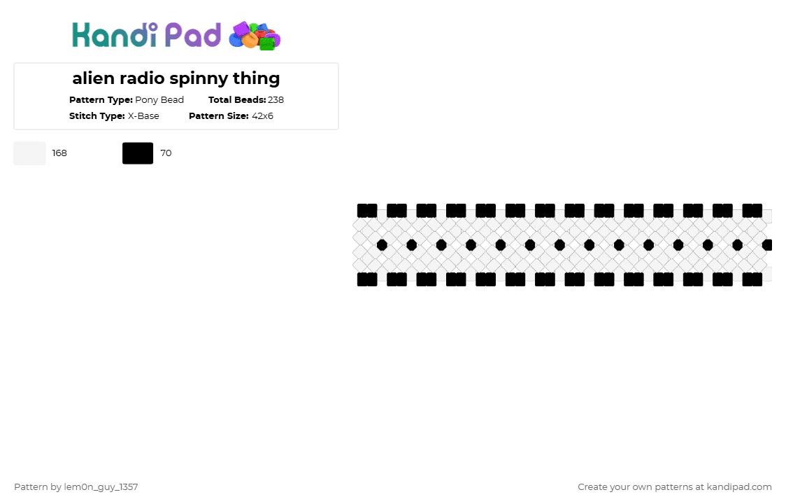 alien radio spinny thing - Pony Bead Pattern by lem0n_guy_1357 on Kandi Pad - black,white,aquasine,x base,music
