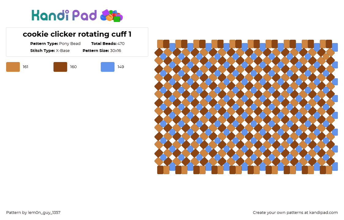cookie clicker rotating cuff 1 - Pony Bead Pattern by lem0n_guy_1357 on Kandi Pad - orange,red