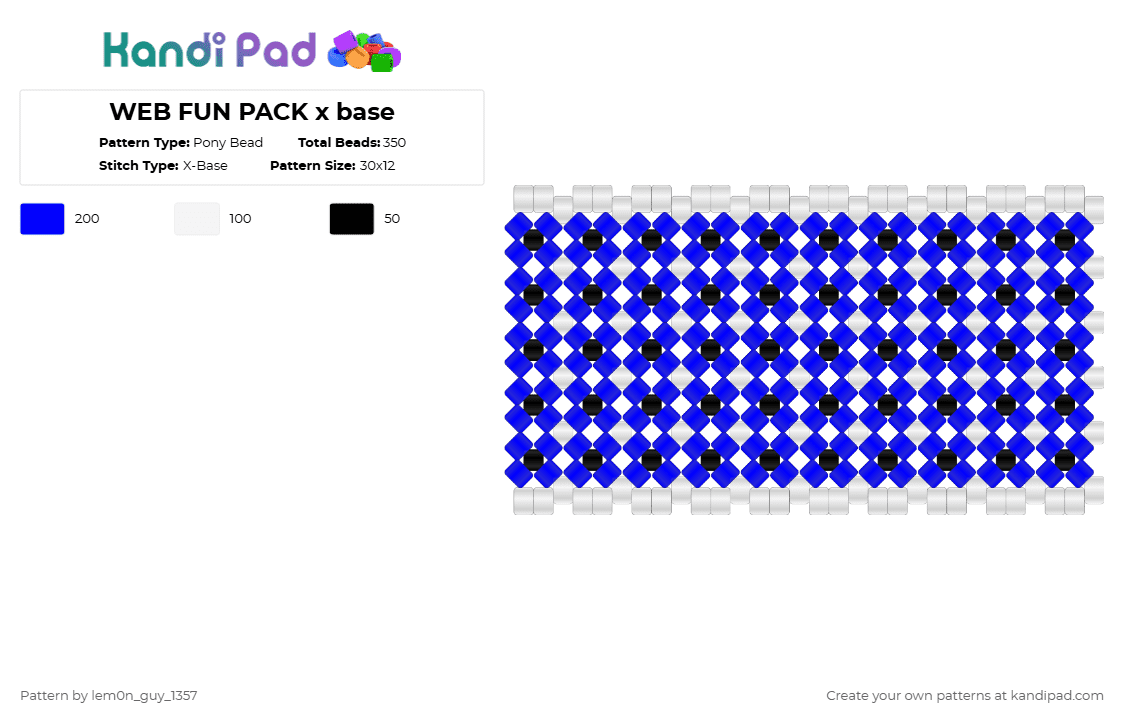 WEB FUN PACK x base - Pony Bead Pattern by lem0n_guy_1357 on Kandi Pad - white,purple,x base,aquasine,music