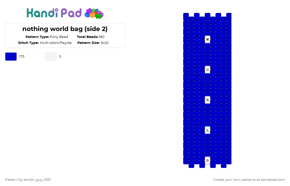 nothing world bag (side 2) - Pony Bead Pattern by lem0n_guy_1357 on Kandi Pad - purple,music,bag,metaroom