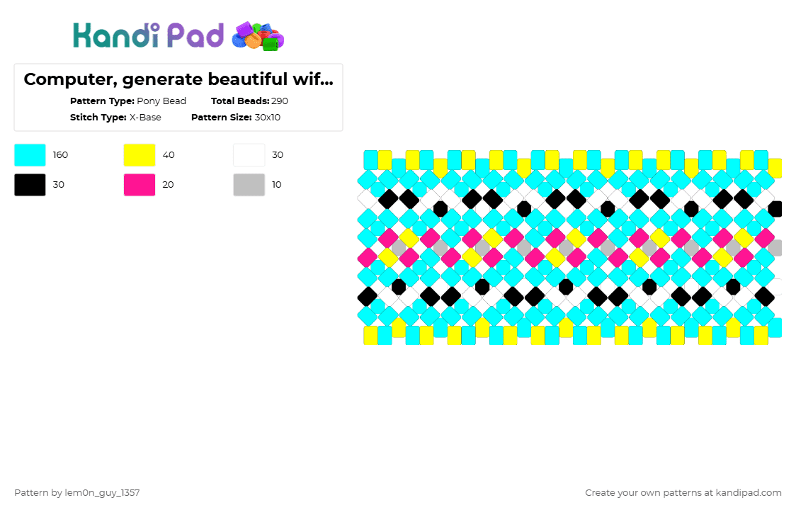 Computer, generate beautiful wife. x base - Pony Bead Pattern by lem0n_guy_1357 on Kandi Pad - light blue,x base,music,aquasine,webcore,spellcasting