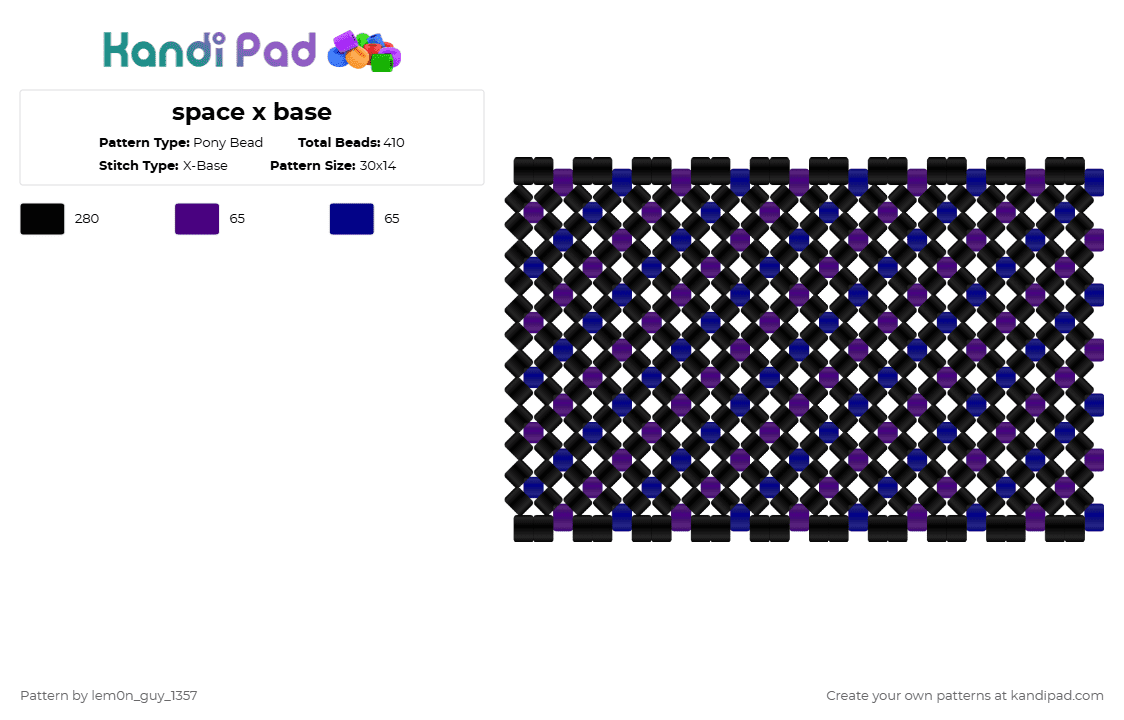 space x base - Pony Bead Pattern by lem0n_guy_1357 on Kandi Pad - purple,black,x base,space