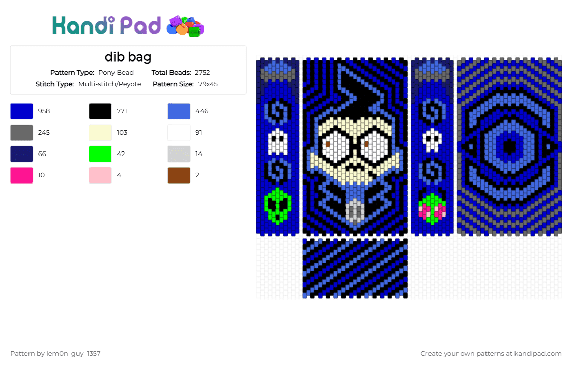 (request) dib bag - Pony Bead Pattern by lem0n_guy_1357 on Kandi Pad - purple,blue,characters,cartoons,spooky,invader zim,bag,alien