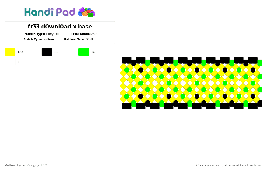 fr33 d0wnl0ad x base - Pony Bead Pattern by lem0n_guy_1357 on Kandi Pad - green,yellow,x base,aquasine,music