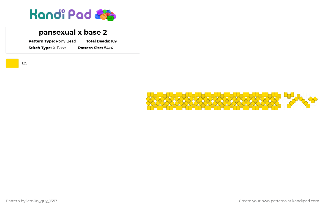 pansexual x base 2 - Pony Bead Pattern by lem0n_guy_1357 on Kandi Pad - pride, yellow