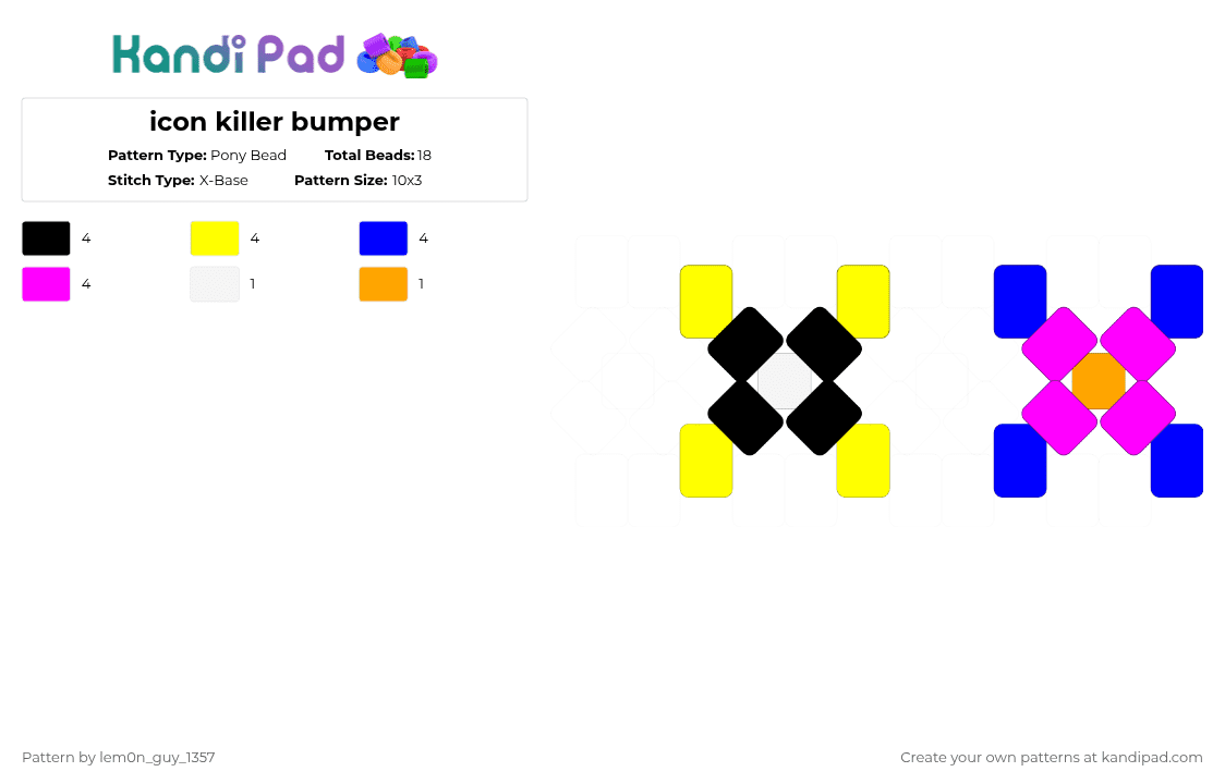icon killer bumper - Pony Bead Pattern by lem0n_guy_1357 on Kandi Pad - music,metaroom