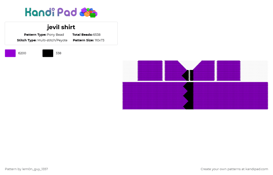 jevil shirt - Pony Bead Pattern by lem0n_guy_1357 on Kandi Pad - purple,deltarune,cosplay,jevil,shirt,clothes