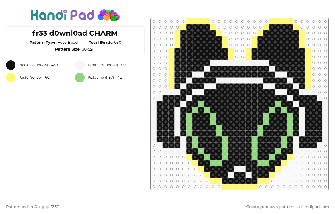 fr33 d0wnl0ad CHARM - Fuse Bead Pattern by lem0n_guy_1357 on Kandi Pad - black,yellow,green,aquasine,music