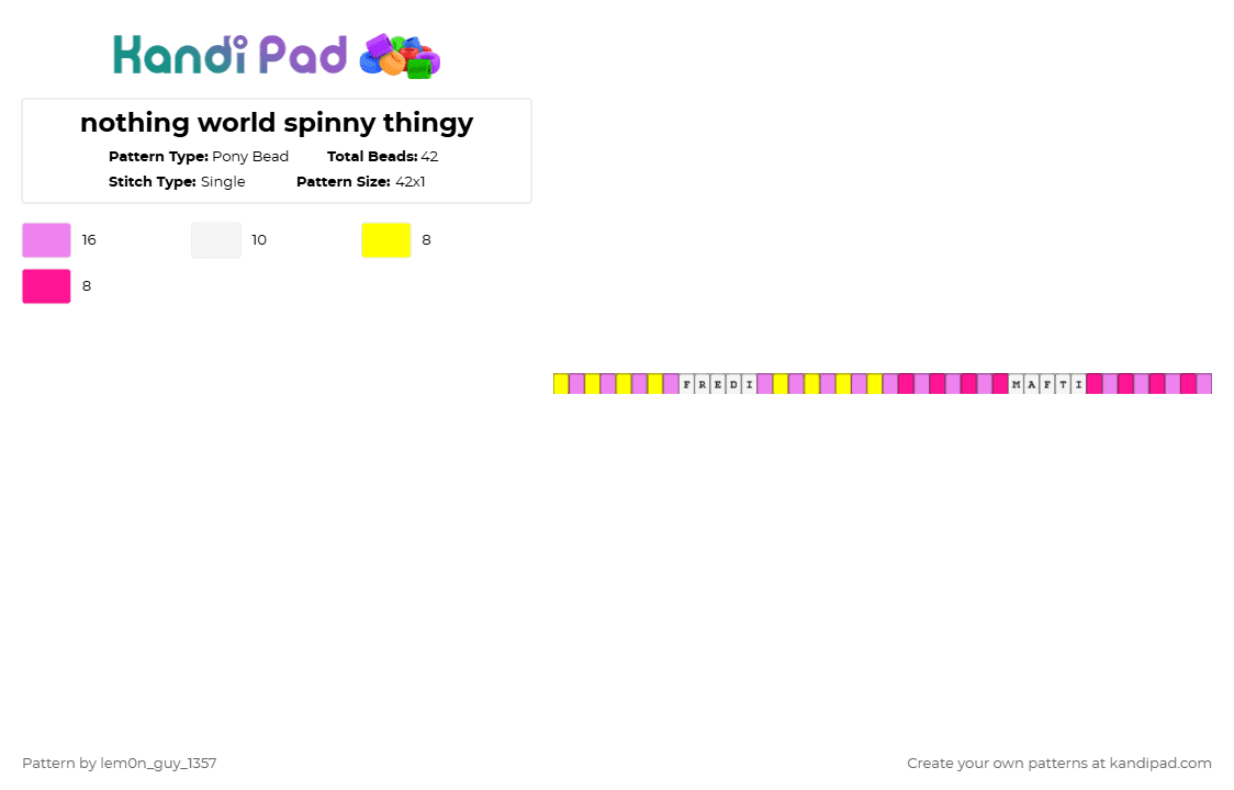 nothing world spinny thingy - Pony Bead Pattern by lem0n_guy_1357 on Kandi Pad - pink,metaroom