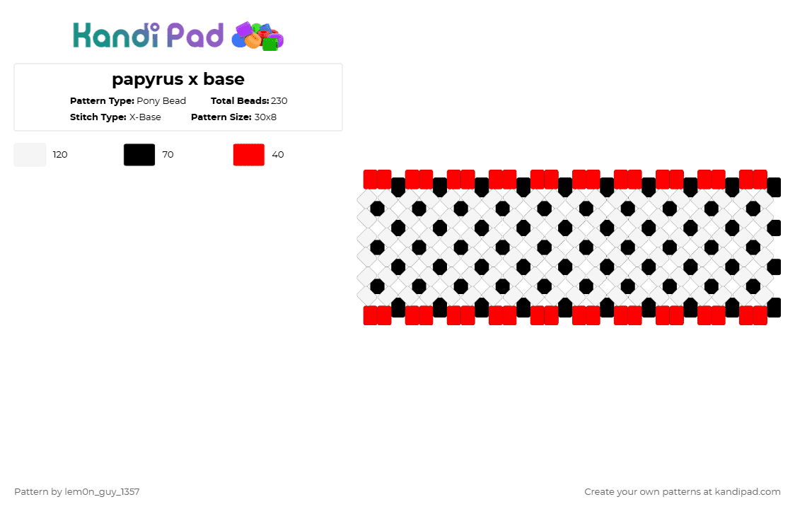 papyrus x base - Pony Bead Pattern by lem0n_guy_1357 on Kandi Pad - white,undertale,papyrus