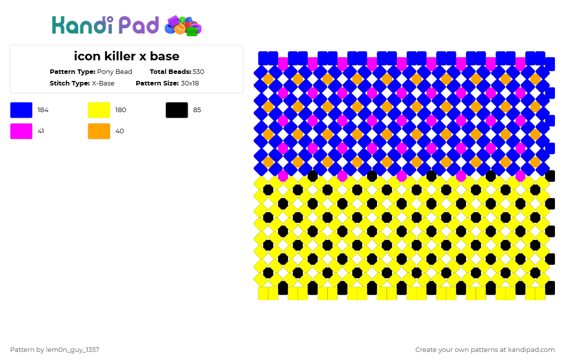 icon killer x base - Pony Bead Pattern by lem0n_guy_1357 on Kandi Pad - purple,yellow,x base,metaroom,music