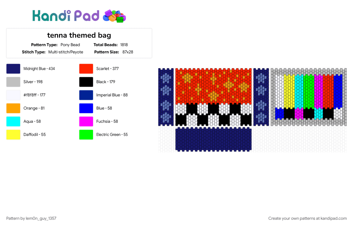 tenna themed bag - Pony Bead Pattern by lem0n_guy_1357 on Kandi Pad - 3d, beige, character, deltarune, game, gaming, purple, purse, red, tv time, video game