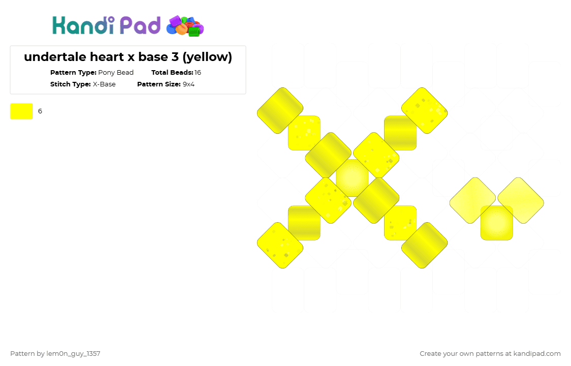 undertale heart x base 3 (yellow) - Pony Bead Pattern by lem0n_guy_1357 on Kandi Pad - yellow,undertale