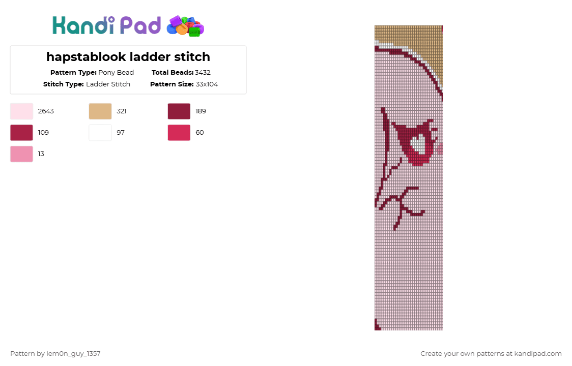 hapstablook ladder stitch - Pony Bead Pattern by lem0n_guy_1357 on Kandi Pad - white,beige,red,brown,undertale,cute,mtt,mettaton,game,gaming,video game,characters