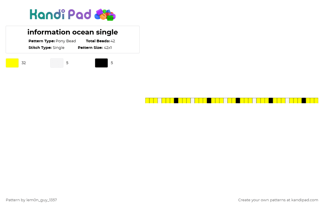information ocean single - Pony Bead Pattern by lem0n_guy_1357 on Kandi Pad - yellow,aquasine,music