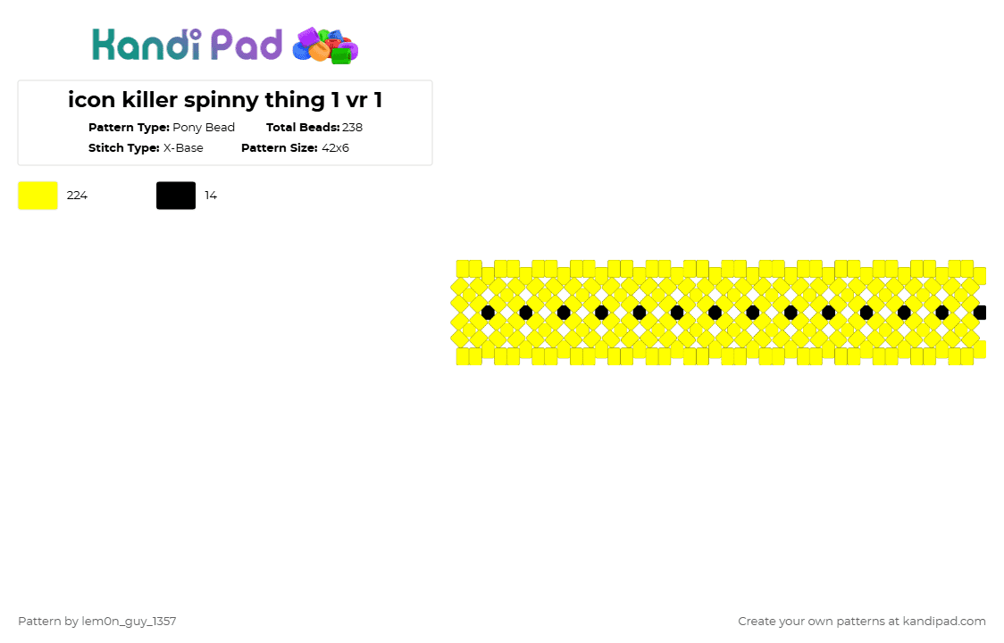 icon killer spinny thing 1 vr 1 - Pony Bead Pattern by lem0n_guy_1357 on Kandi Pad - yellow,metaroom