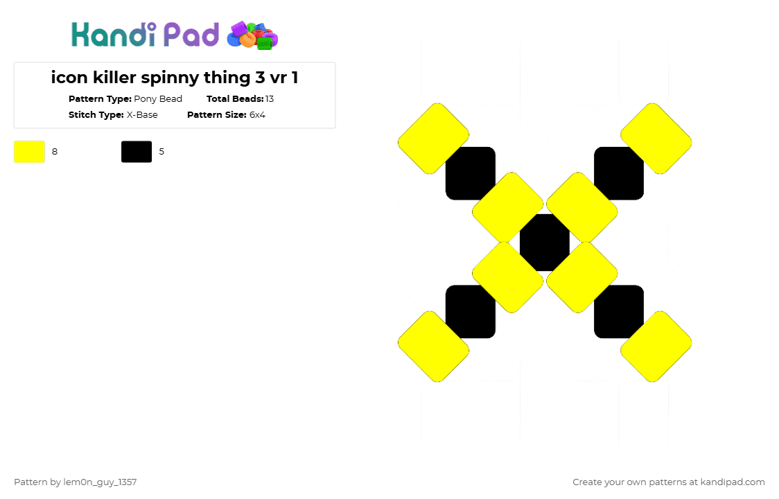 icon killer spinny thing 3 vr 1 - Pony Bead Pattern by lem0n_guy_1357 on Kandi Pad - metaroom,music