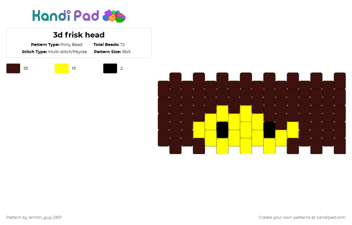 3d frisk head - Pony Bead Pattern by lem0n_guy_1357 on Kandi Pad - brown,frisk,undertale