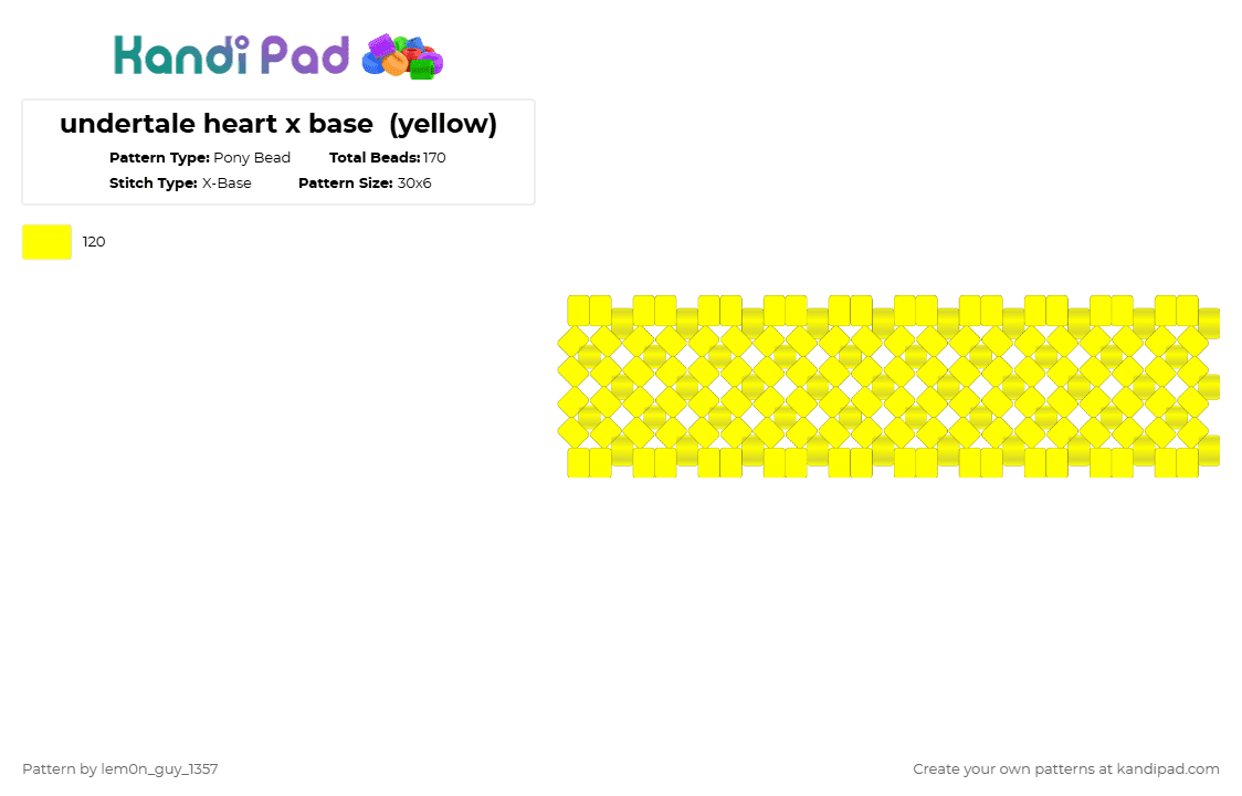undertale heart x base  (yellow) - Pony Bead Pattern by lem0n_guy_1357 on Kandi Pad - yellow,undertale