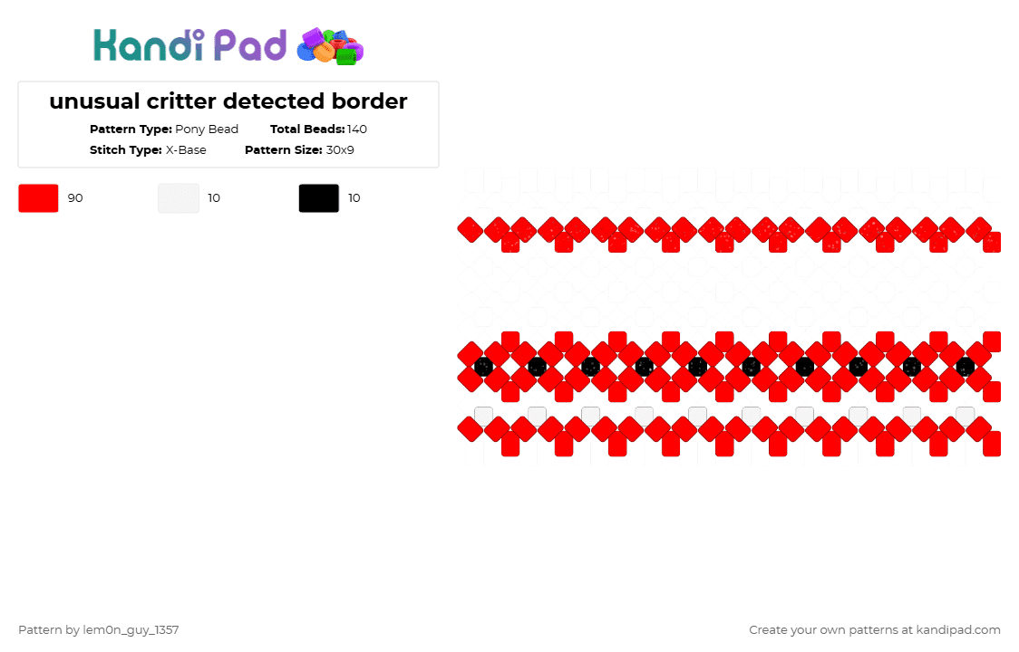 unusual critter detected border - Pony Bead Pattern by lem0n_guy_1357 on Kandi Pad - red,aquasine