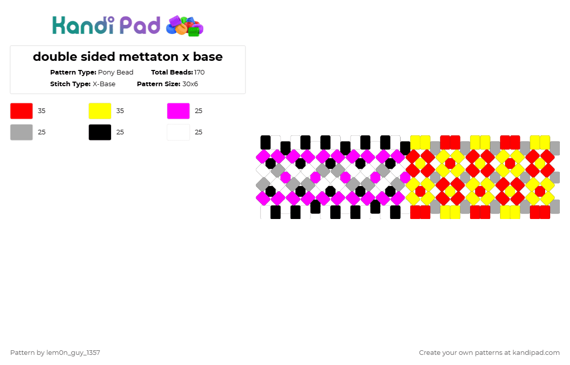 double sided mettaton x base - Pony Bead Pattern by lem0n_guy_1357 on Kandi Pad - red,yellow,x base,mtt,mettaton,undertale