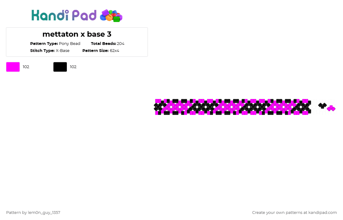 mettaton x base 3 - Pony Bead Pattern by lem0n_guy_1357 on Kandi Pad - pink,black,x base,undertale,mtt,mettaton