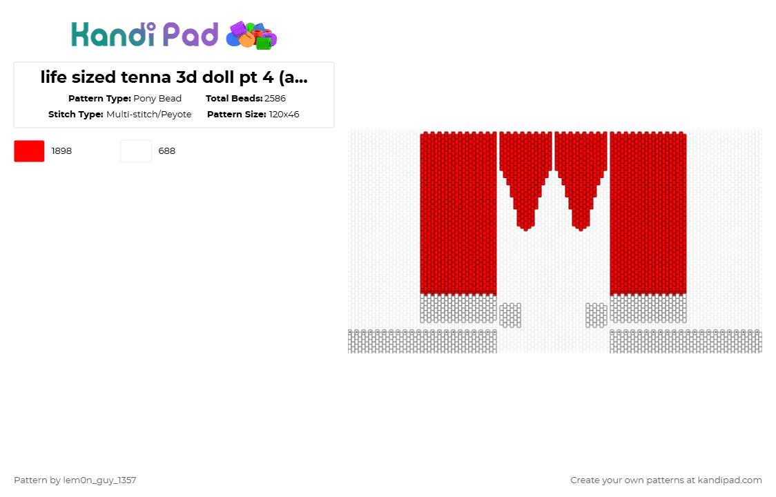 life sized tenna 3d doll pt 4 (arms) - Pony Bead Pattern by lem0n_guy_1357 on Kandi Pad - deltarune,tenna,3d,tv,3d doll,doll,cute