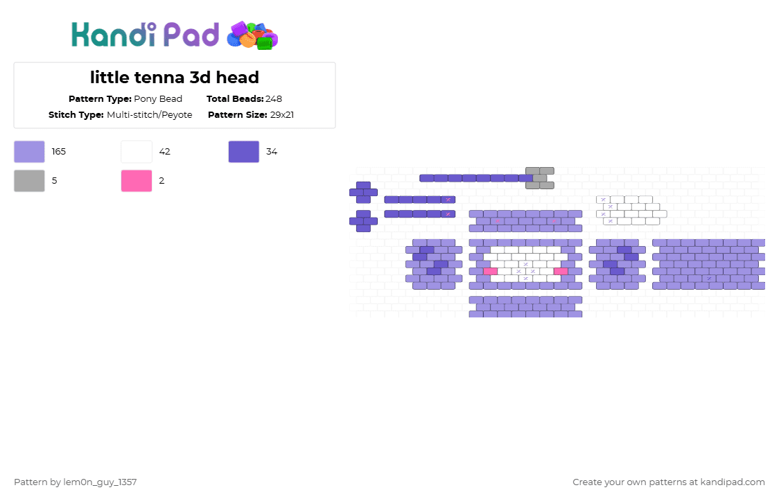 little tenna 3d head - Pony Bead Pattern by lem0n_guy_1357 on Kandi Pad - pink,deltarune,tenna,tv,3d,doll,cute