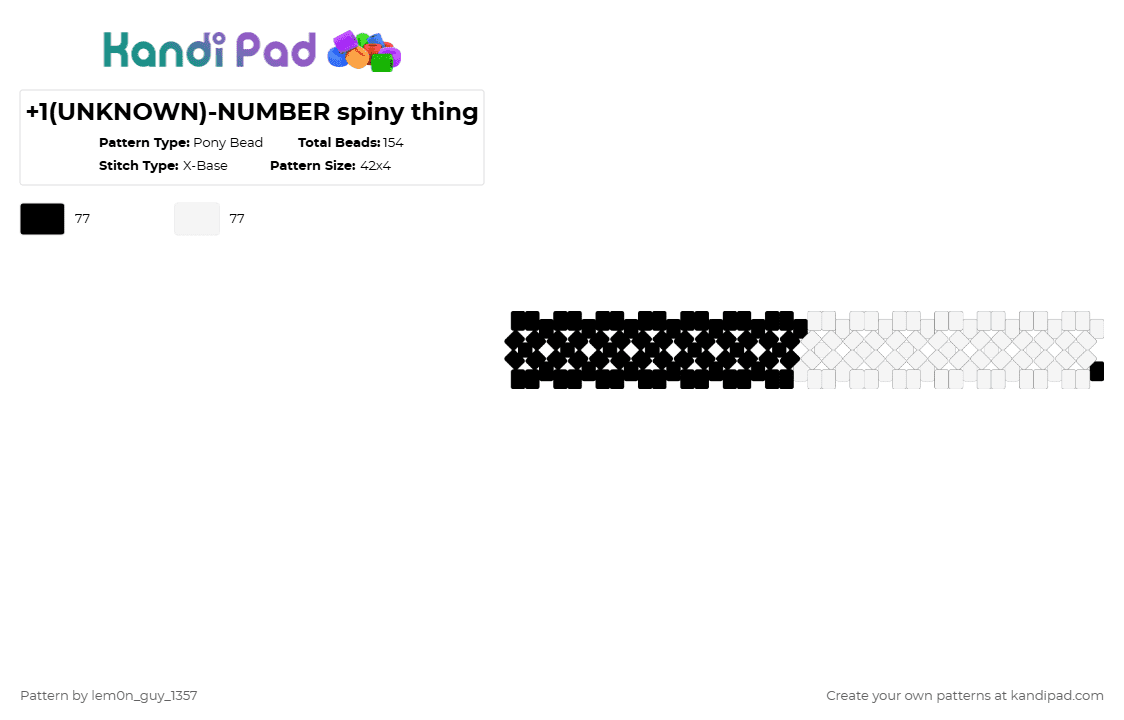 +1(UNKNOWN)-NUMBER spiny thing - Pony Bead Pattern by lem0n_guy_1357 on Kandi Pad - black,white,aquasine