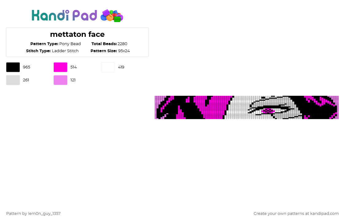 mettaton face - Pony Bead Pattern by lem0n_guy_1357 on Kandi Pad - pink,white,undertale,mtt,charactersgame,gaming,video game