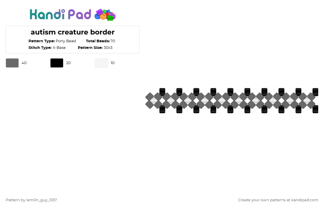 autism creature border - Pony Bead Pattern by lem0n_guy_1357 on Kandi Pad - gray,autism,yippee,autism creature
