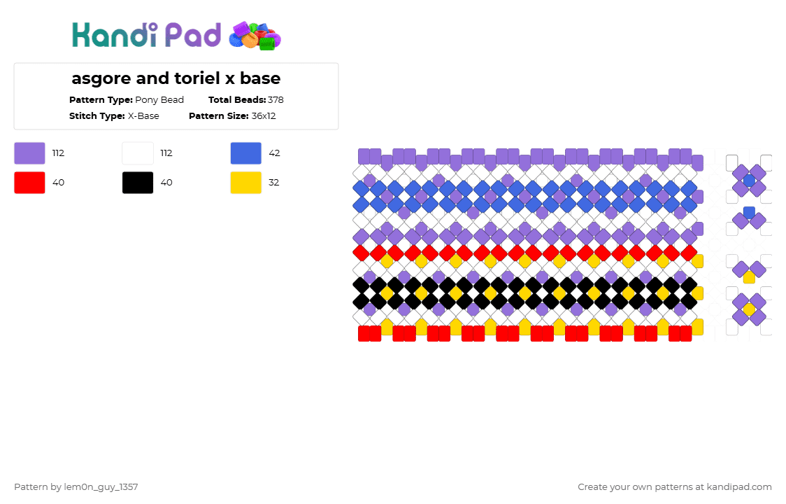 asgore and toriel x base - Pony Bead Pattern by lem0n_guy_1357 on Kandi Pad - deltarune, game, gaming, undertale, video game, x base