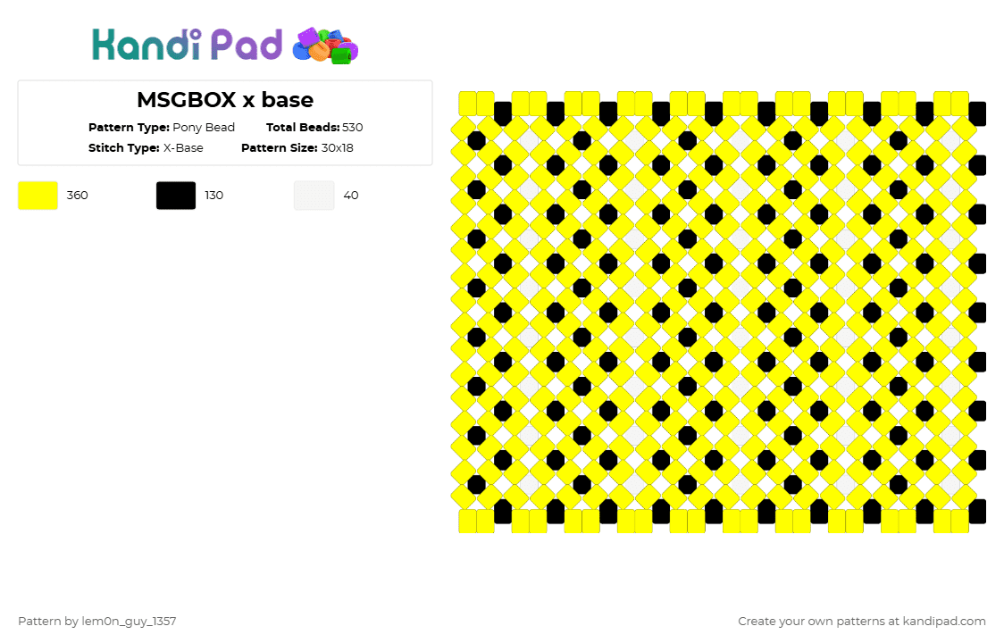 MSGBOX x base - Pony Bead Pattern by lem0n_guy_1357 on Kandi Pad - yellow,x base,music,aquasine