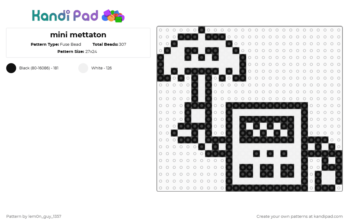 mini mettaton - Fuse Bead Pattern by lem0n_guy_1357 on Kandi Pad - black,white,undertale,mtt,mettaton