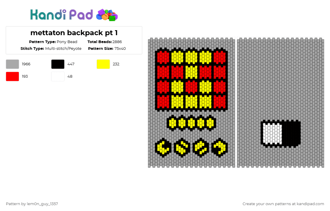 mettaton backpack pt 1 - Pony Bead Pattern by lem0n_guy_1357 on Kandi Pad - beige,mtt,undertale,bag