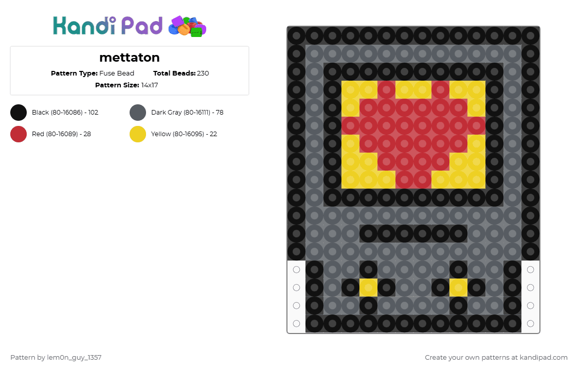 mettaton - Fuse Bead Pattern by lem0n_guy_1357 on Kandi Pad - gray,undertale,mtt,mettaton