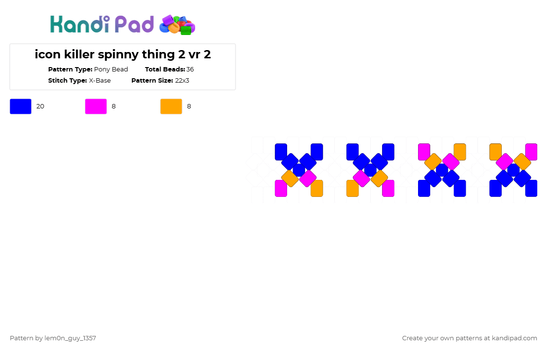 icon killer spinny thing 2 vr 2 - Pony Bead Pattern by lem0n_guy_1357 on Kandi Pad - purple,x base,metaroom,music