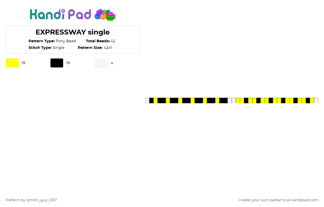 EXPRESSWAY single - Pony Bead Pattern by lem0n_guy_1357 on Kandi Pad - yellow,aquasine,music