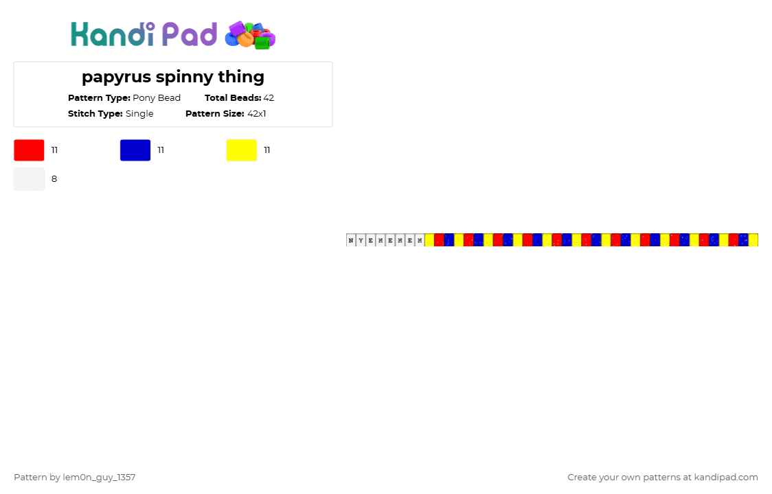 papyrus spinny thing - Pony Bead Pattern by lem0n_guy_1357 on Kandi Pad - yellow,red,purple,undertale,papyrus