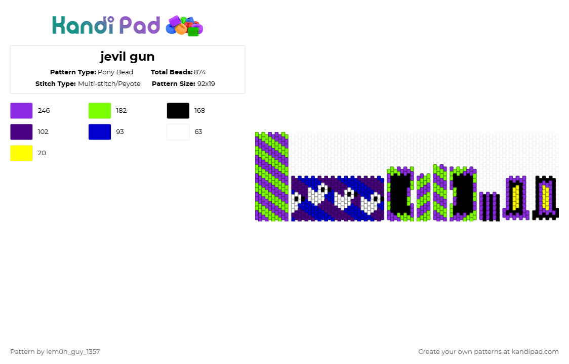 jevil gun - Pony Bead Pattern by lem0n_guy_1357 on Kandi Pad - jevil,gun,3d,deltarune