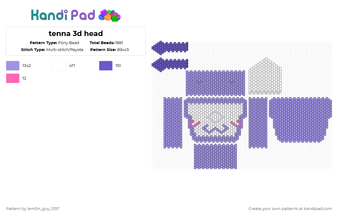 tenna 3d head - Pony Bead Pattern by lem0n_guy_1357 on Kandi Pad - pink,deltarune,tenna,3d,tv,3d doll,cute